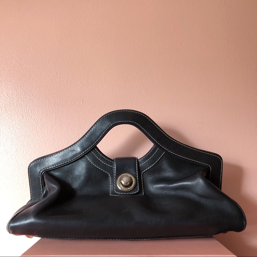 Marc Jacobs Black Leather Top Handle Clutch